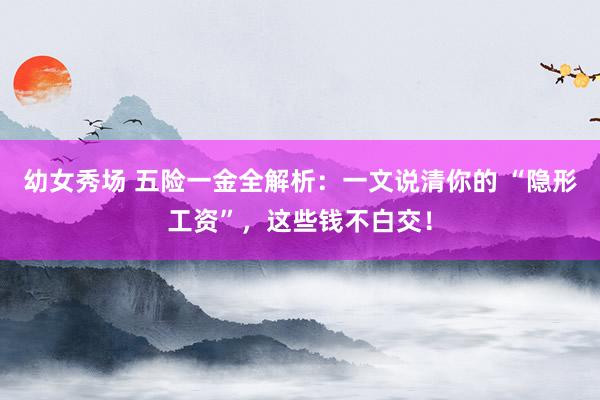 幼女秀场 五险一金全解析：一文说清你的 “隐形工资”，这些钱不白交！
