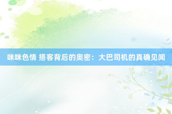 咪咪色情 搭客背后的奥密：大巴司机的真确见闻