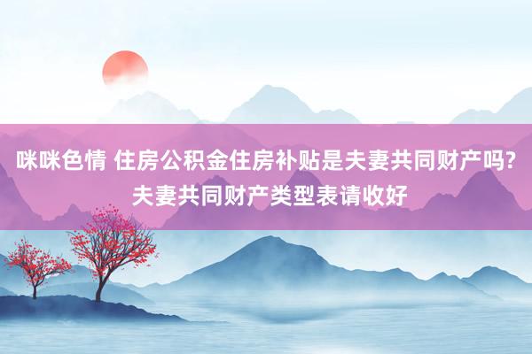 咪咪色情 住房公积金住房补贴是夫妻共同财产吗? 夫妻共同财产类型表请收好