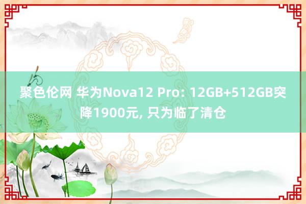 聚色伦网 华为Nova12 Pro: 12GB+512GB突降1900元， 只为临了清仓