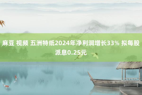 麻豆 视频 五洲特纸2024年净利润增长33% 拟每股派息0.25元