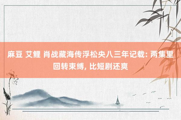 麻豆 艾鲤 肖战藏海传浮松央八三年记载: 两集里回转束缚， 比短剧还爽