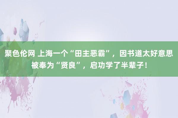 聚色伦网 上海一个“田主恶霸”，因书道太好意思被奉为“贤良”，启功学了半辈子！