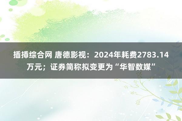 插揷综合网 唐德影视：2024年耗费2783.14万元；证券简称拟变更为“华智数媒”
